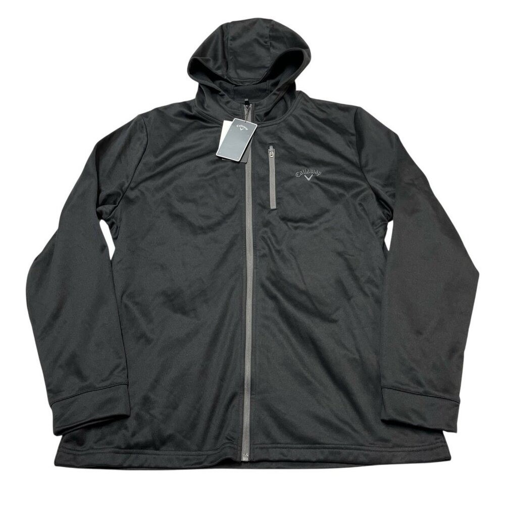 Callaway Jacket‎ Black Full Zip Hood Fleece Lined Golf Performance UPF 50 Mens M